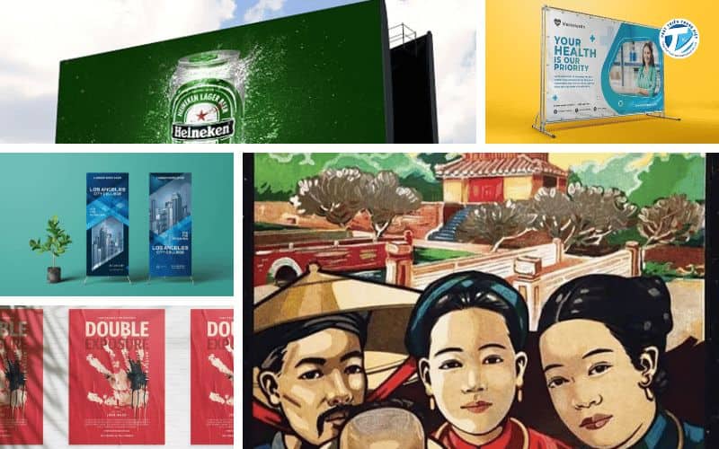 Bảng 5 loại áp phích - poster - pano - banner - standee