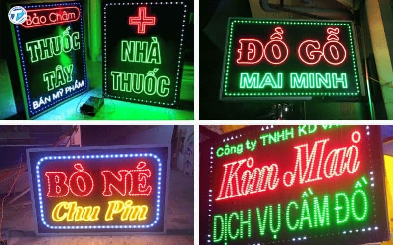 Hình ảnh bảng hiệu hộp đèn led vẫy nhấp nháy thu hút khách hàng vào ban đêm