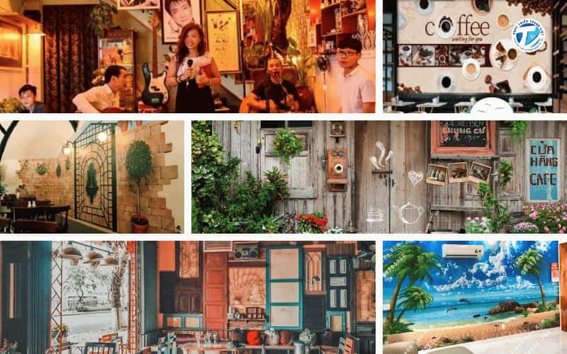 Hình ảnh gợi ý decal dán tường khổ lớn cho các quán cafe
