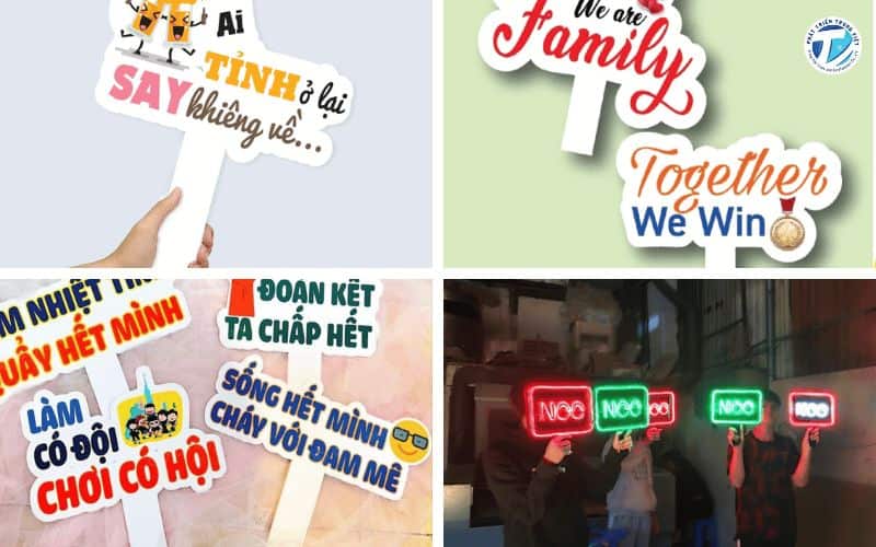 Hình ảnh kích thước tiêu chuẩn A4 A3 cho biển hiệu cổ vũ cầm tay