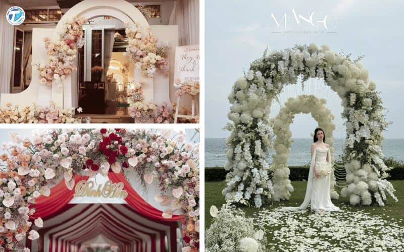 Hình ảnh mẫu backdrop đám cưới đẹp bằng hoa hồng Ecuador và lan hồ điệp sang trọng