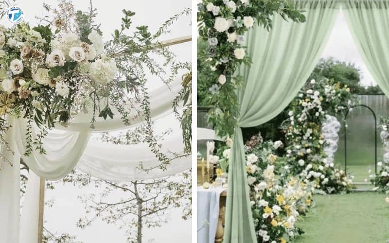 Hình ảnh mẫu backdrop đám cưới đẹp từ chất liệu tổng hợp