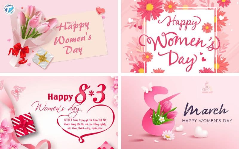 Hình ảnh mẫu banner chúc mừng 8-3 ý nghĩa với họa tiết hoa và lời chúc tinh tế