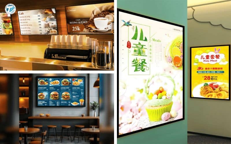 Hình ảnh mẫu hộp đèn led siêu mỏng dùng làm menu trong quán cafe sang trọng