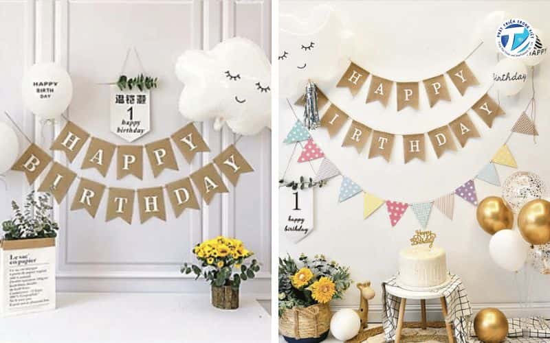 Hình ảnh phông nền sinh nhật phong cách Hàn Quốc tối giản