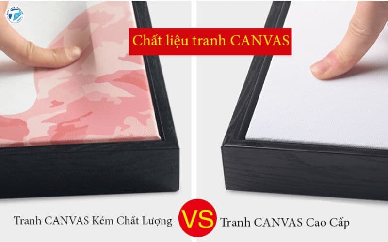 Hình ảnh so sánh chất lượng giữa xưởng in tranh canvas uy tín và hàng kém chất lượng