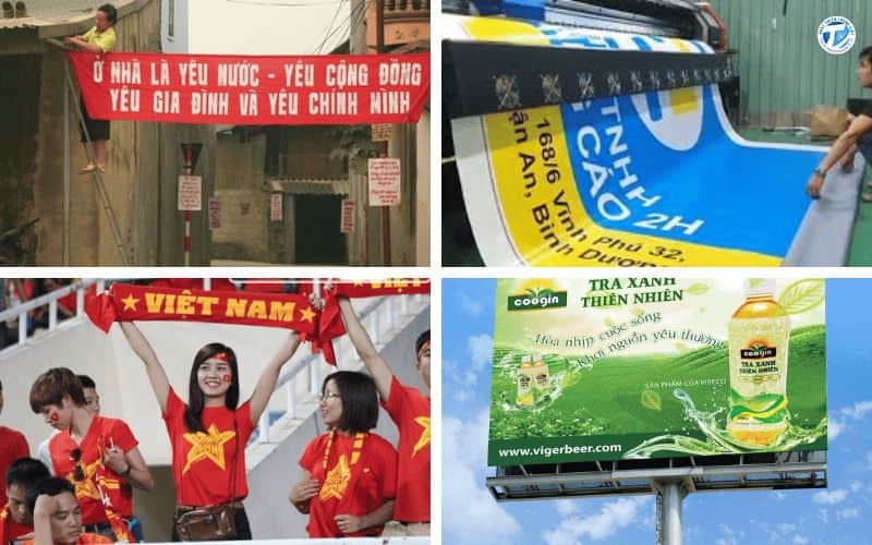 Hình ảnh so sánh thực tế giữa băng rôn vải và bạt Hiflex