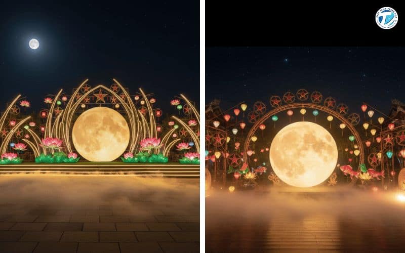 Hình ảnh trang trí sân khấu trung thu ngoài trời ấn tượng
